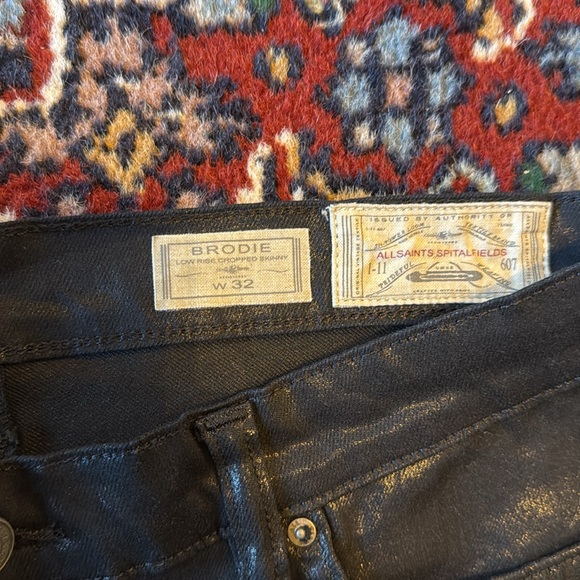 ALLSAINTS Petrel Brodie Black Coated Pants Zipper Hems - Size 32 - Picture 2 of 8